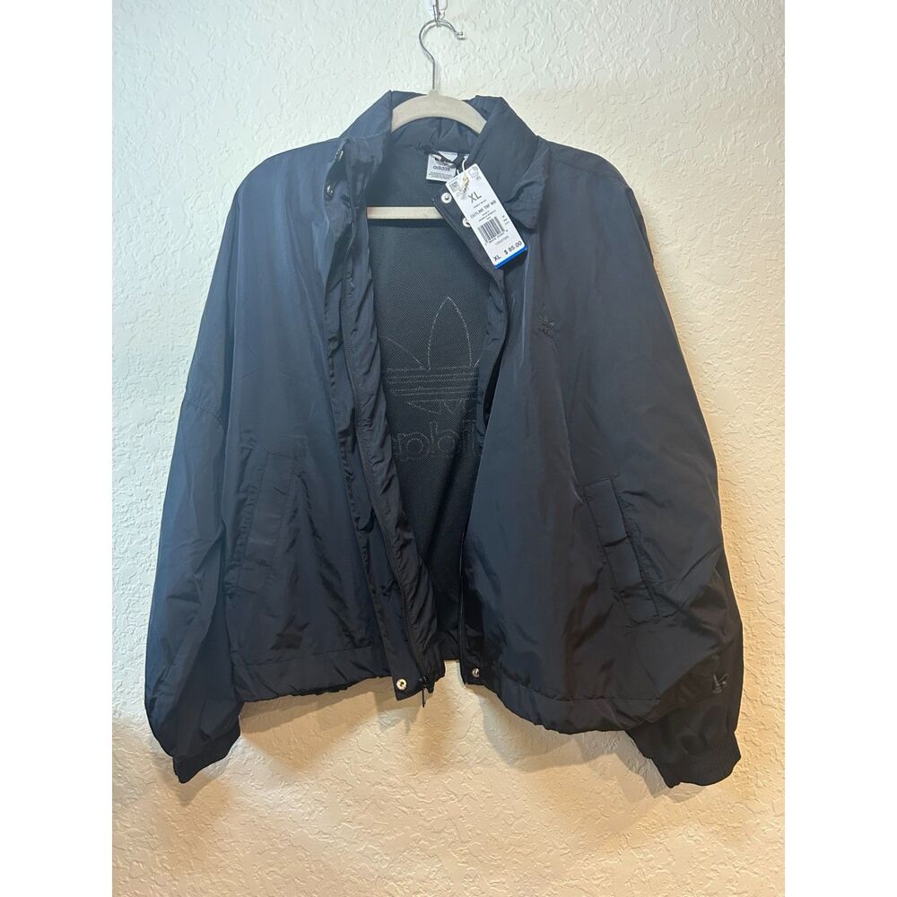 Adidas Originals Womens XL Black Outline Trefoil Windbreaker Jacket NWT